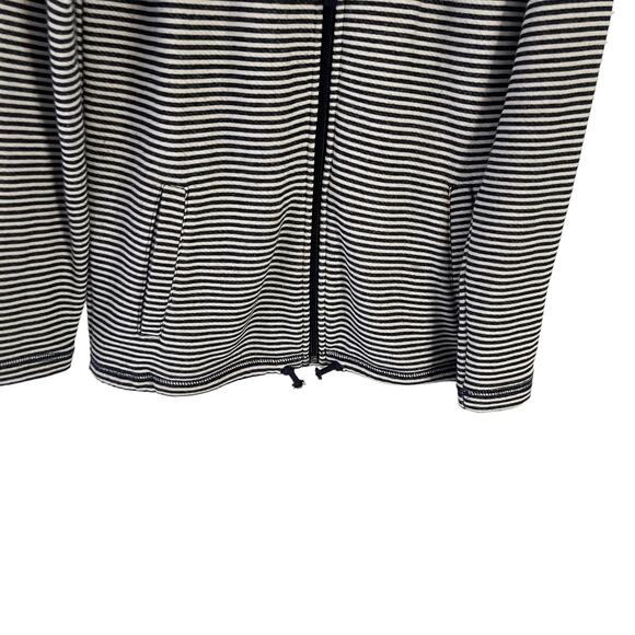 T by Talbots Women's Size XS Nautical Navy Blue Striped Full Zip Up Sweater - Picture 3 of 8